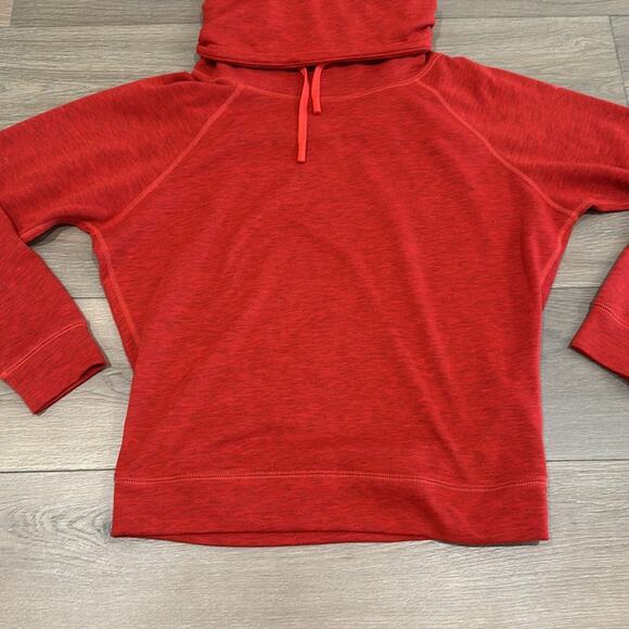 NIKE Heathered Red Rolled Cowl Neck Long Sleeve Pullover Sweatshirt Top Size S - Picture 4 of 13